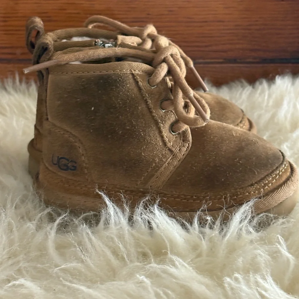 UGG Kids ‘Neumel II’ Brown Suede Sherpa Side Zip Winter Boots